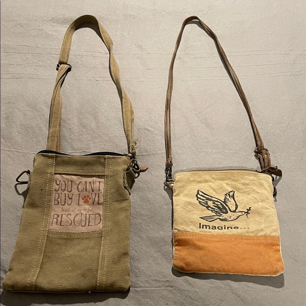Canvas Crossbody Bags with Inspirational Prints